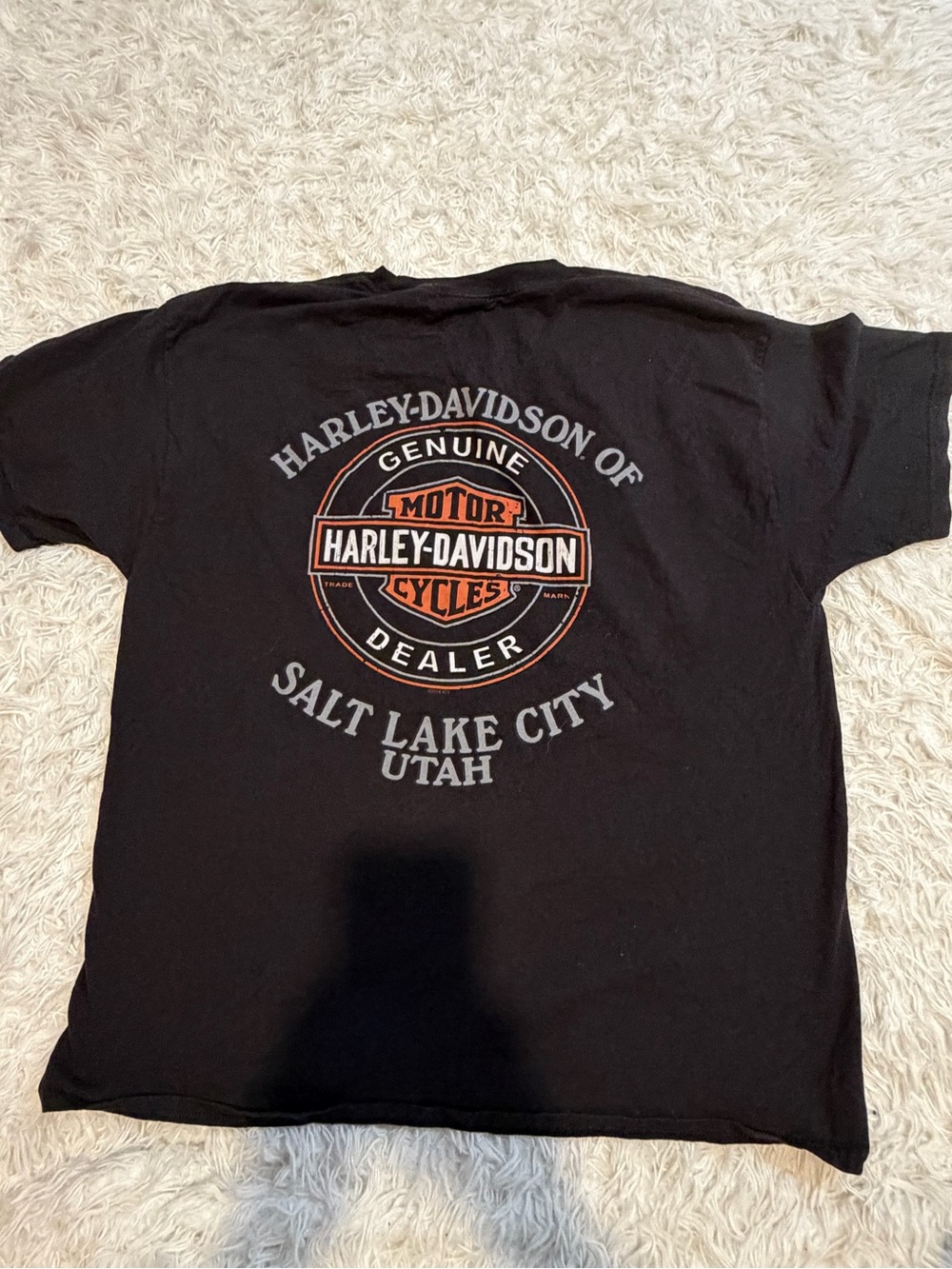 Harley-Davidson Black Short Sleeve Dealer Logo T-Shirt with Orange Accents
